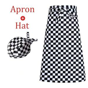 TEMU 2개 셰프 핀포어 앞치마 및 작업 모자 세트 - 남녀 요리사/ 웨이터를 위한 튼튼한 주방복