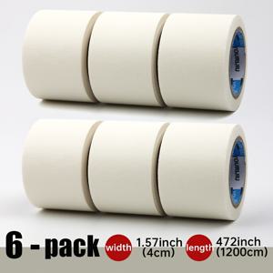 TEMU 4cm 초광폭 3/6롤 흰색 마스킹 테이프, 대용량 장식용 페인팅 보호 테이프, 자동차 디테일링용 마스킹 테이프, 잔여물 없음, 효율적인 마스킹