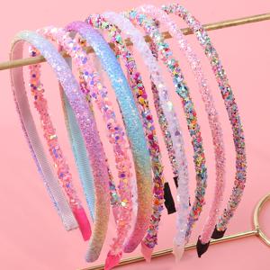 TEMU 8개 글리터 스팽글 헤어밴드 여성용 드레스업 헤어밴드 그라데이션 컬러 헤어 후프 헤어밴드 스위트 헤어 장식