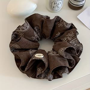 TEMU 1개 성격 강화 캐슈 꽃 대장 머리끈 여성 레트로 이중 레이어 프린트 패브릭 머리끈 포니테일 헤어 볼륨 헤드웨어 헤드 플라워