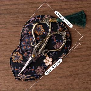 TEMU 실용적인 가위 보관 세트, 스테인리스 스틸 날카로운 칼날, 금속� 보관 파우치, 십자수/종이/실 다듬기용 필수 도구