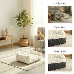 TEMU 귀엽고 부드러운 아늑한 고양이 소파. 고양이 침대 또는 집으로 사용 가능하며, 사계절 내내 모든 크기의 고양이에게 적합한 통기성 좋은 수면 바구니입니다. 편안한 애완 동물 둥지, 모던 고양이 가구, 스타일리시한 고양이 휴식 플랫폼