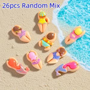 TEMU 구멍 없는 혼합 수지 수영 피규어 구슬 26개, DIY 주얼리 제작, 열쇠고리, 팔찌, 목걸이, 열쇠고리, 휴대폰 고리, 가방 액세서리, 의류 장식, 장식품 등에 적합, 가족과 친구를 위한 훌륭한 선물, 구슬 및 구슬 모음