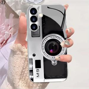 TEMU 휴대폰 케이스: 전기도금 실버 유리 케이스, 삼성 S25 PLUS, 24 PRO, 23 ULTRA, NOTE 20, A55, A56, A16 및 기타 모델용. 충격 방지 및 낙하 방지 보호 기능이 있는 부드러운 질감의 프레임. 크리스마스 동안 친구와 가족을 위한 훌륭한 선물. 모델: QZM1117SXDDBL90