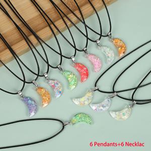 TEMU 12개 레진 야광 글리터 펜던트 대량, 조절 가능한 블랙 목걸이 체인 포함, 목걸이 귀걸이 팔찌 주얼리 제작 용품 파티 생일 교환 선물 크리스마스 새해 선물 (펜던트 6개 + 목걸이 체인 6개)