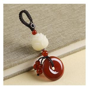 TEMU 전통 연꽃 옥 열쇠고리, 평안부적 키링, 차량용 인테리어 장식 추천 빨강, 하양, 분홍, 초록, 노랑