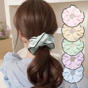 TEMU 5개 세트 플라워 곱창밴드, 여성 머리끈, 빅사이즈 헤어 스크런치, 곱창 머리 고무줄, 헤어슈슈, 곱창끈 헤어 악세사리