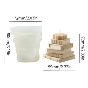 TEMU 레진 실리콘 몰드 - 캔들 만들기 & 레진 공예용, 책 더미 디자인, 재사용 가능한 탈형 프레임, 석고/레진 아트, 공부방 장식용 학문적 선물, 향초, 장식용