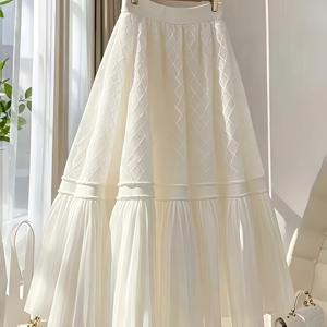 TEMU 여성 여름 아프리코트 다용도 드레이프 스커트 신상 플리츠 탄성 허리 스커트 [Gavin]