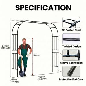 TEMU 덩굴식물용 정원 아치 격자망, 야외용 대형 PE 코팅 금속 정원 아치 아버 격자망, 덩굴을 위한 뒷마당 정원 장식, 식물 지지대구조물