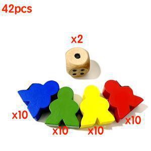 TEMU 나무 인간형 체스 말 + 탁상 게임 확장팩용 나무 주사위 세트, 나무 미플 보드게임 말, 인간 피규어, 가족 모임 및 야외 활동 소품용, 크리스마스, 새해, 밸런타인데이, 파티 행사 중 말 분류, 세기, 교체용으로 이상적인 선택. 색상 랜덤