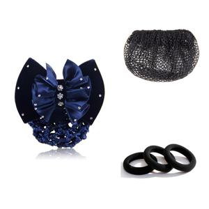 TEMU 조절 가능한 번 헤어 네트 세트 고급 리본 라인스톤 전문 헤어 플라워 뒷머리 번 헤어 추가 네트 포켓 헤어 추가 승무원 은행 간호사 호텔 작업 헤어 클립 판매원 특별 헤어 네트 헤어웨어 세트