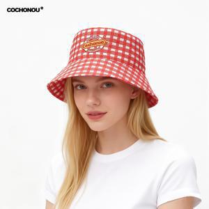 TEMU 코코누 그리드 자수 버킷햇 남녀공용, 리버서블 피셔맨햇 캐주얼 파나마햇 밥햇 힙합 버킷햇 남성 여성 모자