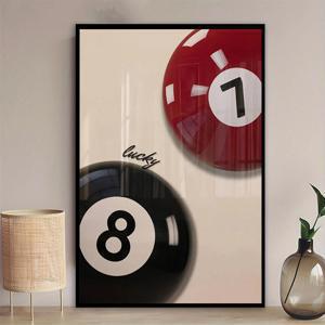 TEMU 2D 플랫, 2D 플랫 싱글 사이즈 포스터, 캔버스 프린트, 패션 콜라지 아파트, 럭키 8 볼, 스타일, 쿨 걸 에스테틱 아트, 청소년 및 기숙사 룸용, 레드 7 볼, 2D 플랫