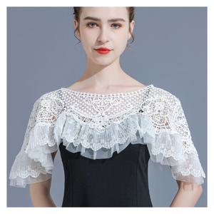 TEMU 레이스 숄 케이프 재킷 창산 겉옷 화이트 블랙 스카프 레이어링 스트랩리스 커버업 조끼
