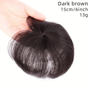 TEMU 볼륨감을 더하고 흰머리를 커버해주는 여성용 헤어 토퍼 조각, 풍성한 머릿결을 위한 숏 순수 인모 토퍼, 100% 순수 인모 토퍼 조각