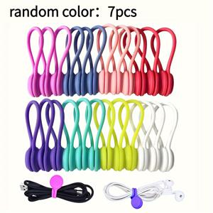 TEMU USB-// 이더넷 코드 및 헤드폰용 마그네틱 실리콘 케이블 타이 - 책상용 홀드가 있는 재사용 가능한 마그네틱 정리기, 가정, 사무실, 기숙사용 벽면 케이블 관리 - 가정, 사무실, 기숙사 사용과 호환