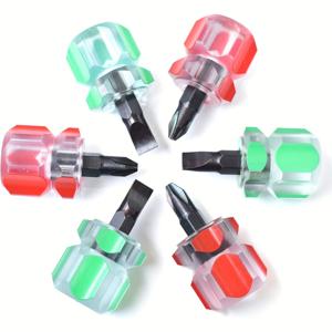 TEMU 6개 재봉틀 드라이버 세트, 미니 짧은 손잡이 드라이버 3개 (플랫 헤드 3개, 십자 드라이버 3개)