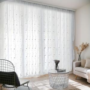 TEMU 1개/세트, 화이트 일본 스타일 투명 태슬 자수 쉬어 커튼, 로드 포켓 상단, 간편한 설치, 가벼운 레이스 원단, 아름다운 다용도 장식, 거실, 침실, 사무실 창문 장식 홈 분위기