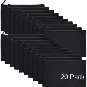 TEMU 20/40개 세트 서블리메이션 메이크업 백 블랭크 DIY 공예 캔버스 지퍼 메이크업 파우치 다용도 화장품 여행 가방 화장품 문구 보관용 (베이지)