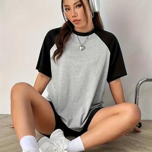 TEMU 여름 패션 트렌디 오프숄더 라운드넥 반팔 티셔츠