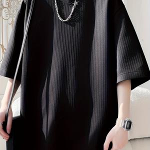 TEMU 화이트 V넥 아이스 섬유 반팔 티셔츠 남성 여름 루즈핏 반팔 티셔츠 미국 트렌디 브랜드 헤비 탑