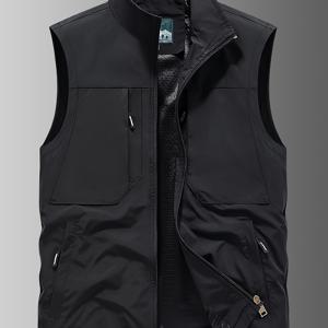 TEMU 남성용 민소매 낚시 조끼, 다용도 포켓 - 캐주얼, 통기성, 신축성 없는 원단, 야외 활동, 하이킹 & 낚시, 캐주얼 아웃도어 장비 | 캐주얼 스타일 | 기능성 포켓