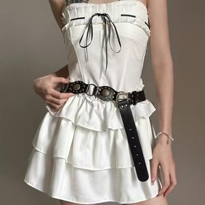 TEMU 여성용 벨트, 단품, 스커트 및 청바지용 장식 액세서리, 2025년 신상 디자인, 니치 아메리칸 빈티지 스타일 벨트