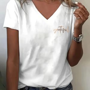 TEMU 여성 캐주얼 V넥 티셔츠 