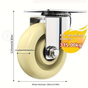 TEMU 2개 세트 4인치 산업용 PP 나일론 휠 키트, 듀얼 볼 베어링, 두꺼운 지지대 플랫 캐스터 – 작업 장비, 테이블, 작업대, 카트, 가구 이동성에 이상적, 내구성 강한 휠 키트, 고하중 용량, 튼튼한 구조, 스윙 캐스터, 워크숍 장비 및 홈워크샵용