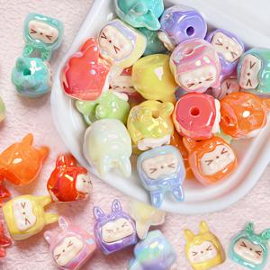 TEMU 10/20개 혼합 패키지 다양한 색상 동물 레진 펜던트 액세서리, AB 컬러 도금 루즈 비즈, 펜 액세서리용, 컬러풀 베어 비즈 주얼리 팔찌 만들기 프로젝트