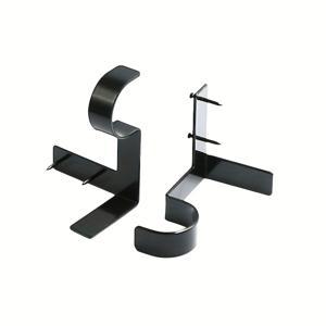 TEMU 2개 세트 무드릴 조절 가능한 커튼봉 브라켓 - 캐스트 아이언 벽걸이 지지대, 손상 없는 설치, 문·벽·거실·침실용 무료 설치 - 모던 블랙 마감, 세련된 디자인 (나사 필요 없음/간편 설치)