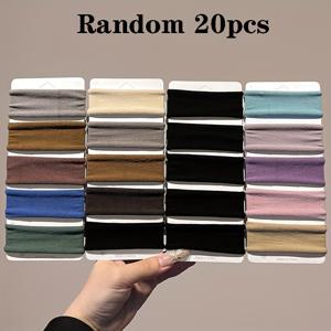 TEMU 신축성 높은 심리스 와이드밴드 페이스 마스크 헤어 타이 20개, 낮은 포니테일용, 모발에 자극 없는 고무줄, 여름 헤어 액세서리