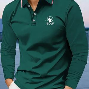 TEMU 남성 여름 폴로 셔츠, 골프 프린트 디자인, 부드럽고 통기성 좋은 원단으로 제작되어 야외 스포츠 또는 캐주얼 홈웨어에 적합합니다. 남편 또는 가족 구성원에게 완벽한 선물입니다.