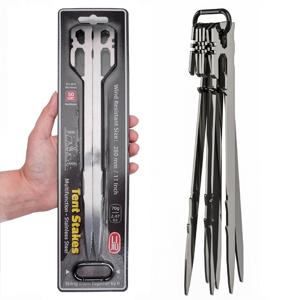 TEMU 튼튼한 스테인리스 스틸 텐트 말뚝 6개 세트, 길이 28cm, 캐노피 및 지상 사용에 적합, 강화된 디자인, 하이킹, 캠핑 및 모래 지역에 적합, 지상 앵커, 텐트 추가 장비, 캠핑 장비 텐트 말뚝