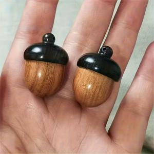 TEMU 2개 미니 나무 약통 - 여행용 휴대용 컴팩트 약통, 키체인 부착 가능, 약품, 비타민 및 소형 응급 용품용 나무 캡슐