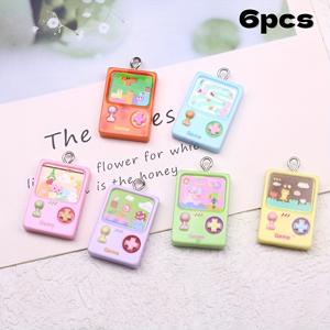 TEMU 미니 게임 모양 펜던트 6개 세트, 재미있는 디자인의 레진 소재, 주얼리, 귀걸이, 목걸이, 폰 체인 및 다양한 수공예품에 적합