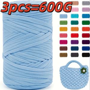 TEMU 폴리에스터 소재 3개 세트 600g/21.16oz 부드럽고 탄력 있는 공예용 폴리에스터, 연한 파랑, 녹색, 분홍 - DIY 뜨개질, 코바늘 프로젝트, 홈 데코, 직조, 뜨개질 액세서리, 공예 용품, 뜨개질 필수품, DIY 지갑 만들기에 적합