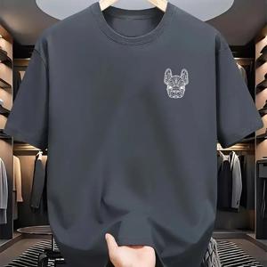 TEMU 프렌치 불독 프린트 남성용 크루넥 반팔 티셔츠 | 속건성, 통기성, 캐주얼 스타일, 스포츠에 적합, 다양한 색상으로 제공