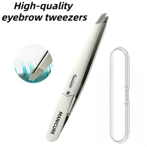 TEMU 스테인리스 스틸 전문가용 눈썹 핀셋, 각진 팁이 있는 하이브로우 핀셋, 눈썹과 수염 제모용 안전한 핀셋