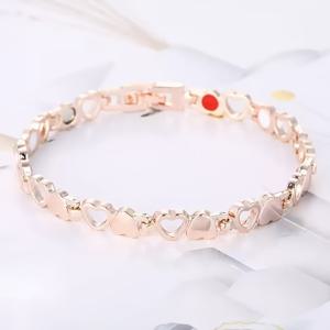 TEMU 빈티지 우아한 스타일 여성용 하트 모양 링크 체인 캐주얼 패션 정전기 방지 스테인리스 스틸 하트 팔찌