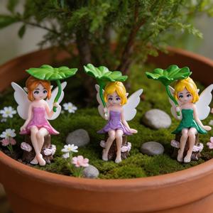 TEMU 3개 세트, 창의적인 요정 소녀 러플 포트 레진 장식품, 차량 대시보드 장식, 귀여운 데스크탑 장식, 미니어처 풍경 장식품, 화분 장식 및 축제 디스플레이 아이템으로 적합