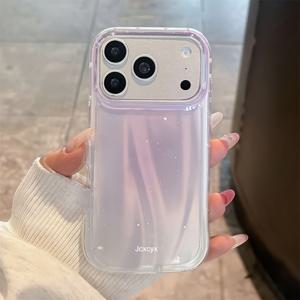 TEMU 아이폰 17 프로 맥스, 17 프로, 17, 16 Pro 맥스, 16 Pro, 16, 15 Pro 맥스, 15 Pro, 14 Pro 맥스, 14 Pro, 13, 12 Pro 맥스, 11, 16, 15, 14 플러스용 럭셔리 그라데이션 핑크 퍼플 색상 샤이니 레이저 별 패턴 스타일리시 소프트 범퍼 커버 폰 케이스