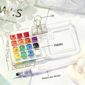 TEMU 미니 휴대용 수채화 물감 배색 트레이 3개/세트, 페인트 팔레트 여행용 키트, 포켓 수채화 여행용, 포켓 수채화 세트, 바인더 클립, 스케치북, 배색 수채화 색칠공부 책 15색 그리드 물감 상자, 화가 예술가 친구를 위한 선물, 안료 제외