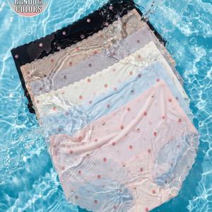 TEMU 랜덤 5개 세미 투명 여성 팬티, 귀여운 딸기 프린트 삼각 속옷, 물결 모서리 통기성 속옷, 심리스 핏, 초박형 및 빠른 건조, 아무것도 입지 않은 듯 편안한 착용감, 캐주얼 복장에 적합