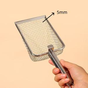 TEMU 고운 메쉬 손잡이 스테인리스 스틸 고양이 화장실 삽, 내구성 있는 반려동물 배변 삽, 고양이용, 두 가지 크기의 필터 포함 - 응집성 및 비응집성 고양이 모래용 반려동물 청소 도구