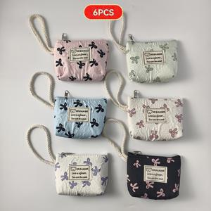 TEMU 여행 지갑, 6개 보우노트 동전 지갑, 구름 패턴 휴대용 카드 홀더 (목걸이 끈 포함), 여성용 동전 및 보석 보관 소형 파우치, 데일리 및 야외 여행, 휴일 파티 선물로 적합