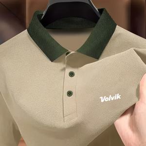 TEMU Volvik 레터 프린트 반팔 폴로 셔츠, 인기 골프 상의, 다양한 상황에 적합한 다용도 및 피부 친화적인 셔츠, 기본 남성 상의, 휴일 선물로 완벽, 다양한 색상으로 제공, 높은 추천度