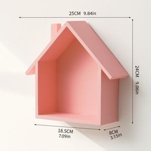 TEMU 귀여운 벽걸이 나무 작은 집 레트로 향수 홈 벽 입구 장식 벽걸이 나무 장식 간편 선반