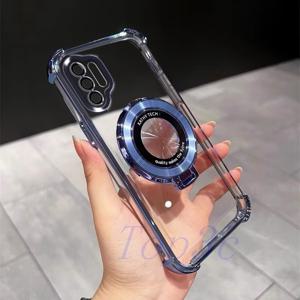 TEMU 휴대폰 케이스 - 삼성 노트 10+ 5G/노트10 플러스용 브래킷이 있는 투명 충격 방지 폰 케이스, 사방에 에어백 포함